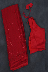 Luxurious Sequins Georgette Saree & Blouse - Party Wear