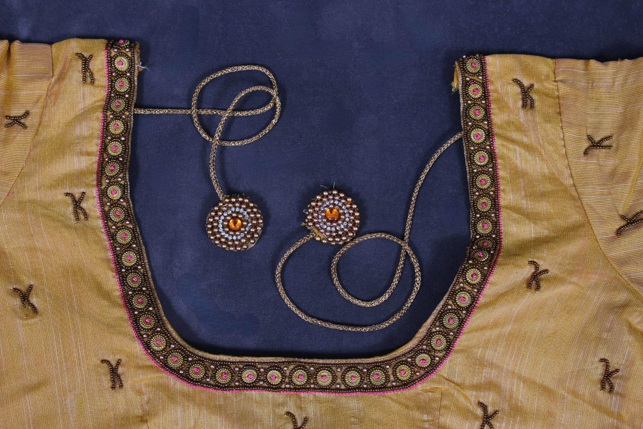 Rich Jute Banarasi Silk Saree with Contrast Pallu & Aari Work Blouse JCS Fashions
