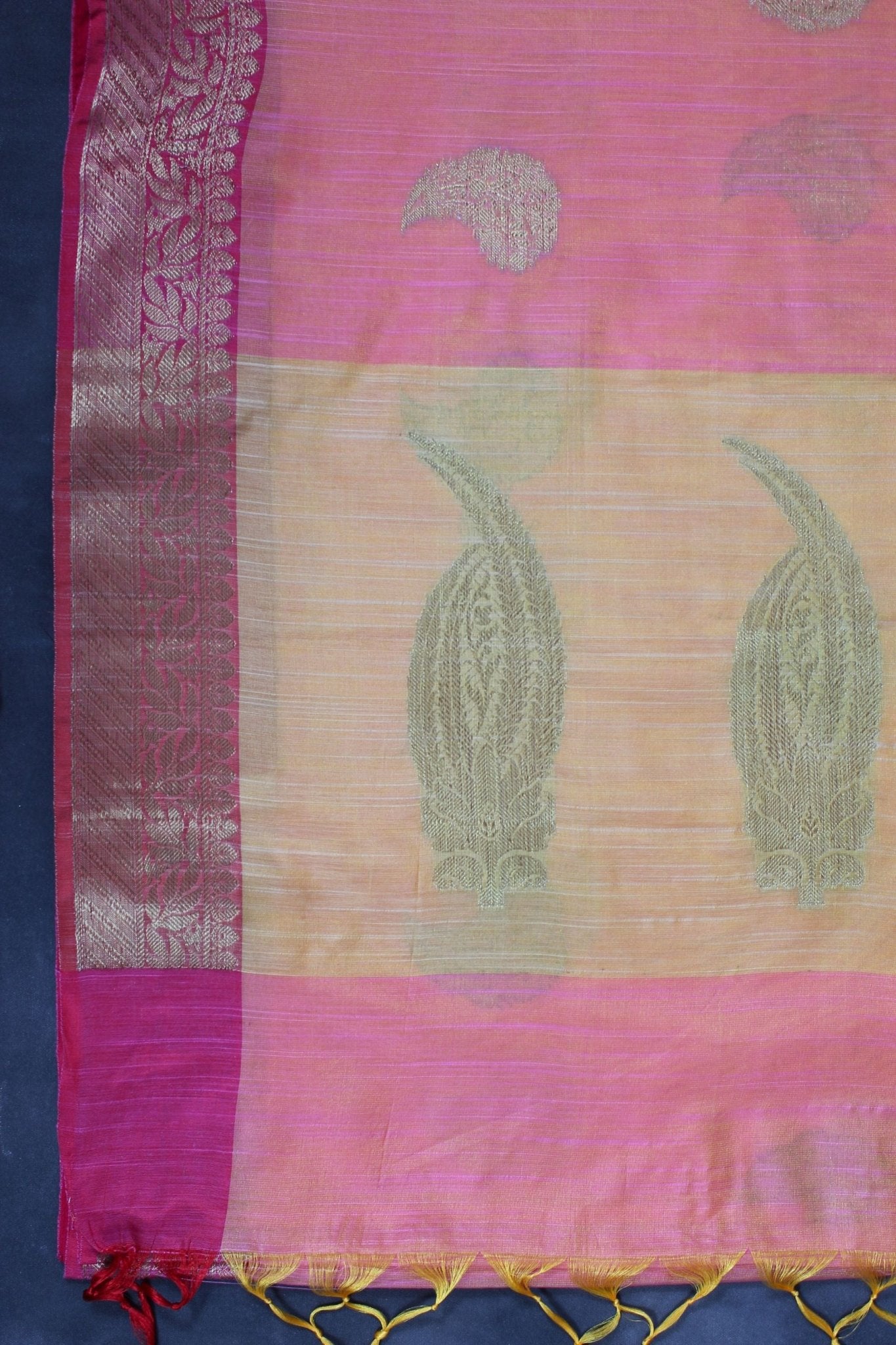 Rich Jute Banarasi Silk Saree with Contrast Pallu & Aari Work Blouse JCS Fashions