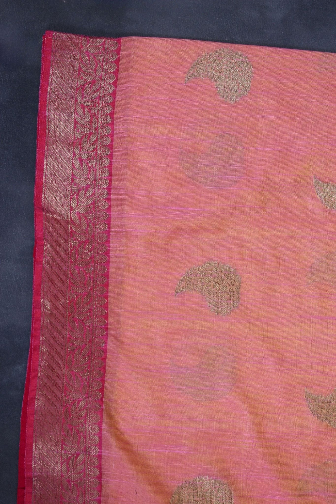 Rich Jute Banarasi Silk Saree with Contrast Pallu & Aari Work Blouse JCS Fashions
