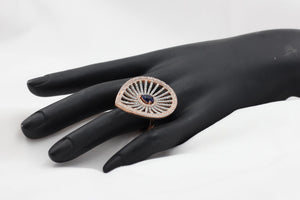 Blue Rose Gold Adjustable Ring: Stone-Encrusted Jewelry