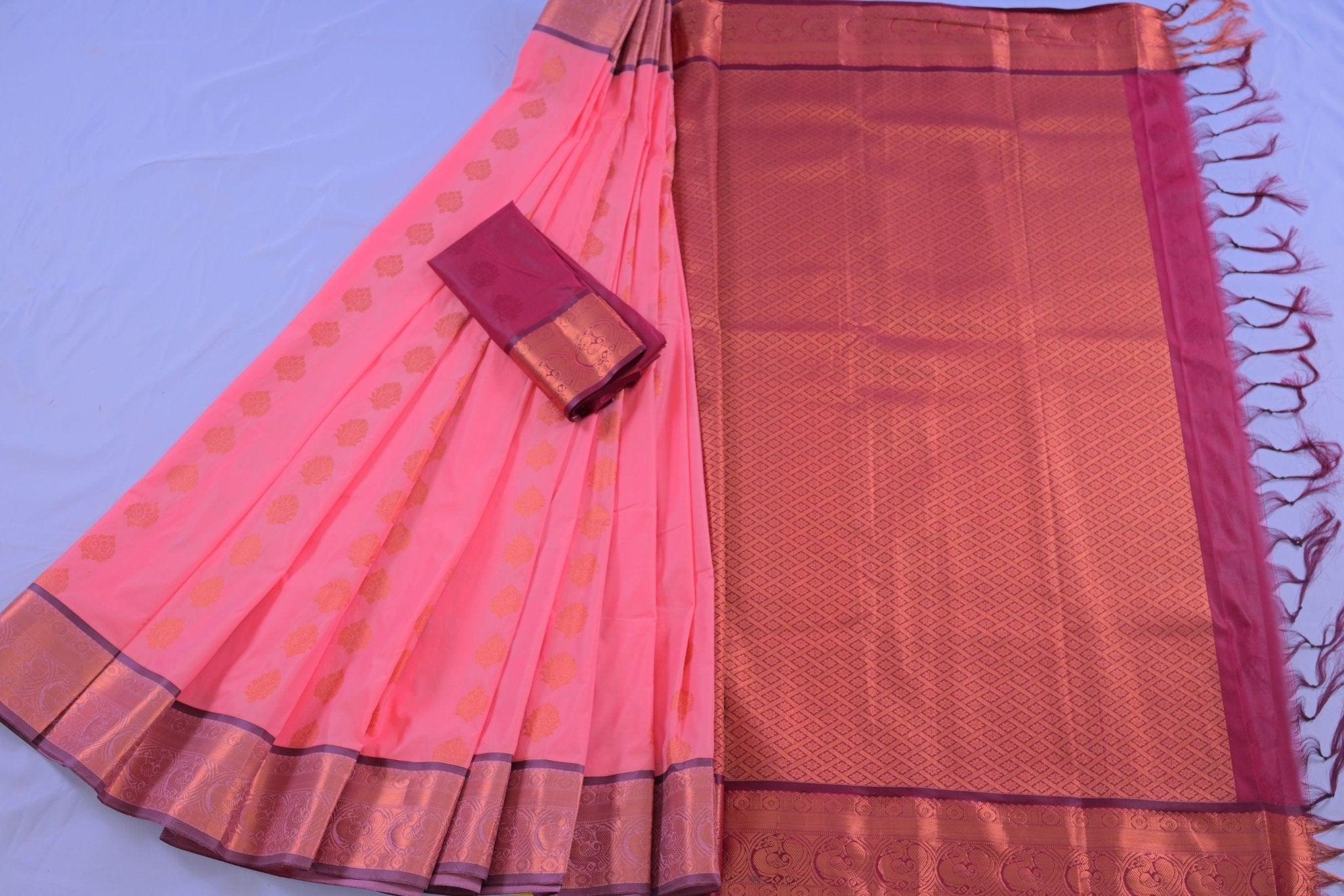 Royal Peacock Motif Border Saree - Traditional Wear by JCSFashions Saree JCS Fashions