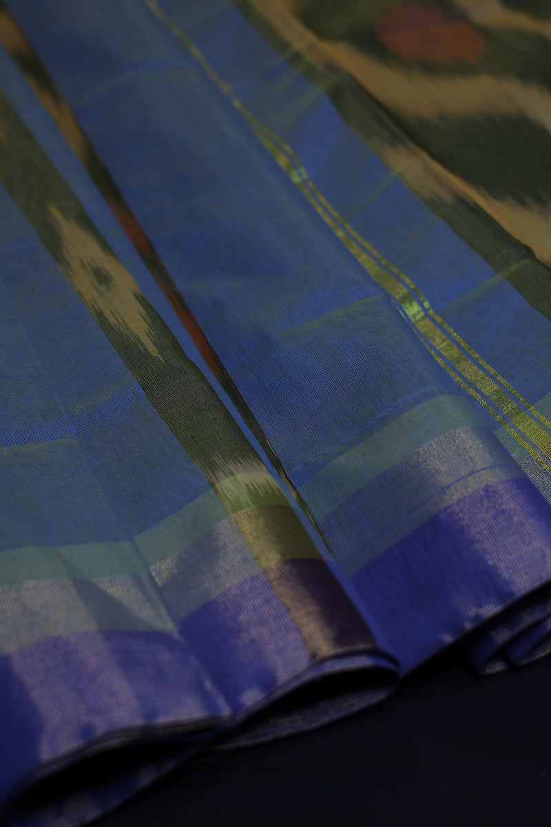 Chic Pochampally Pure Soft Cotton Saree with Vibrant Geometric Patterns