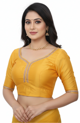 Gold Saree Blouse - Sabyasachi Cut, Ready-Made