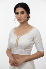 Gold Saree Blouse - Sabyasachi Cut, Ready-Made