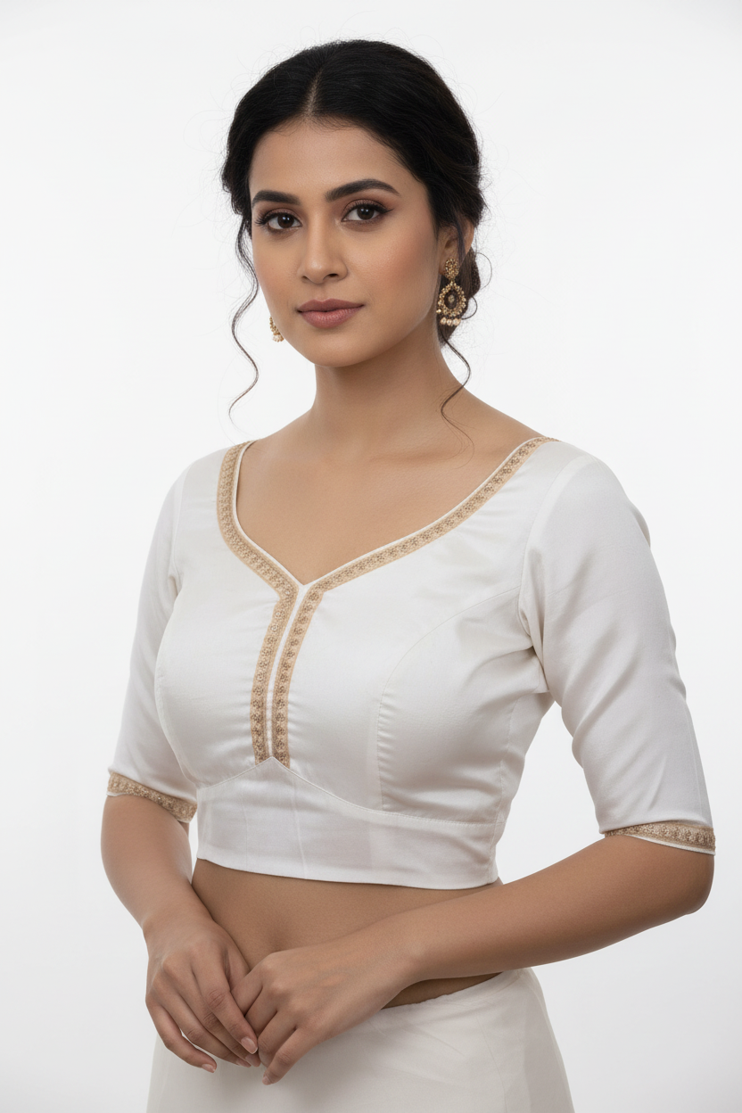 Gold Saree Blouse - Sabyasachi Cut, Ready-Made