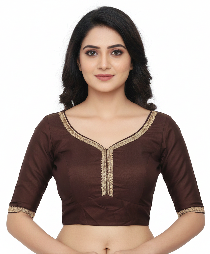 Gold Saree Blouse - Sabyasachi Cut, Ready-Made