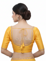 Gold Saree Blouse - Sabyasachi Cut, Ready-Made