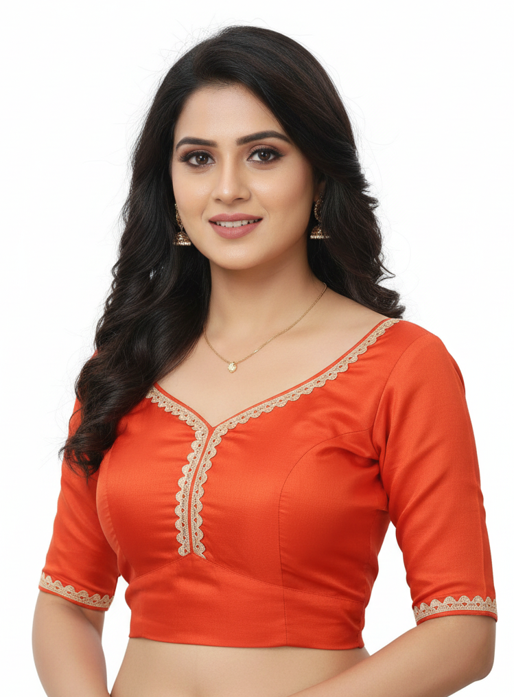 Green Saree Blouse - Sabyasachi Cut, Ready-Made