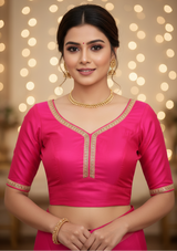 Green Saree Blouse - Sabyasachi Cut, Ready-Made