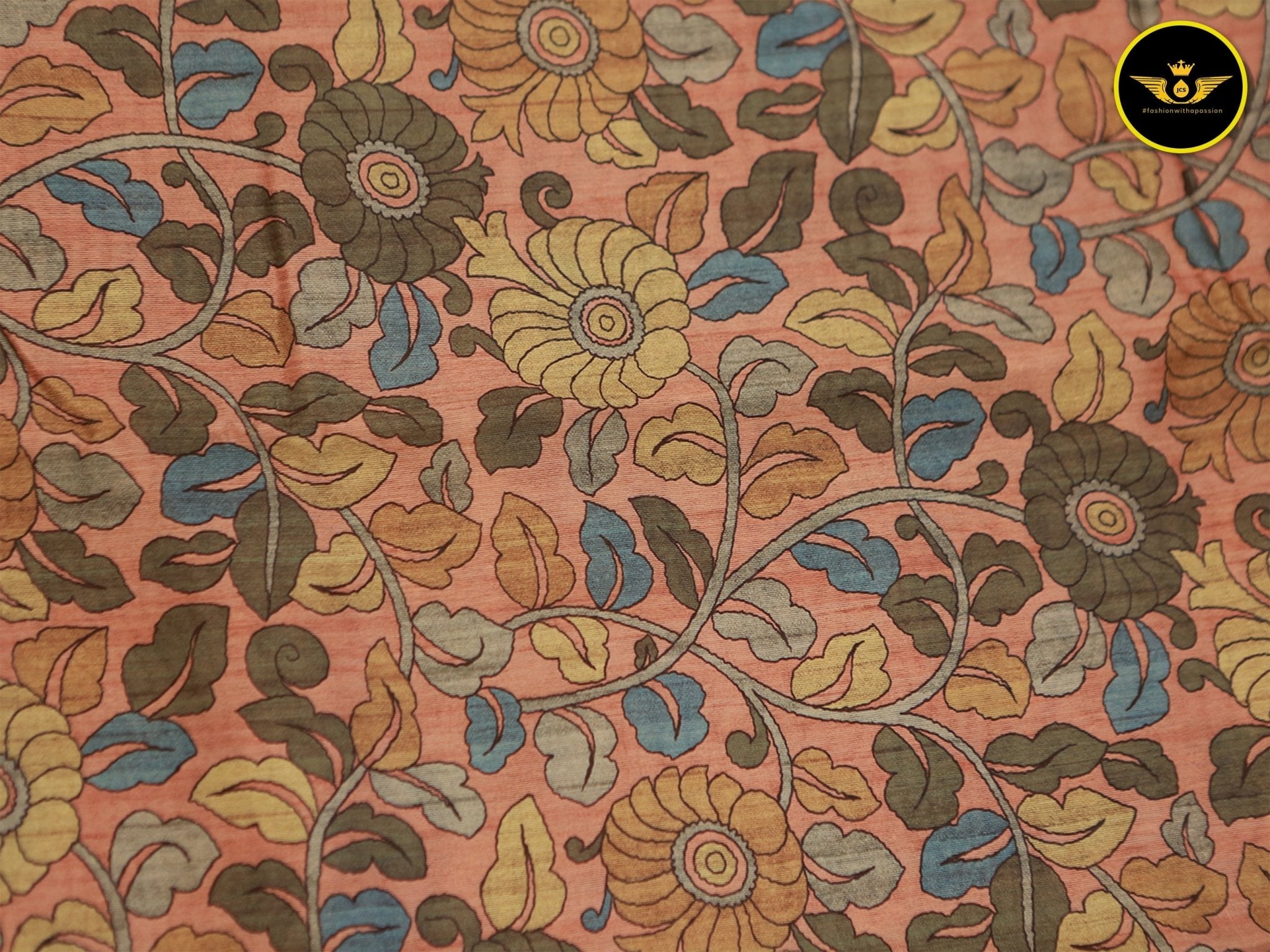 Semi Silk Saree with Exquisite Floral Design and Contrasting Blouse Saree JCS Fashions