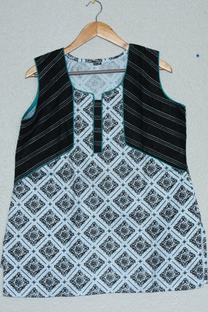 White Cotton Kurti – Short 28in with Attached Sleeves