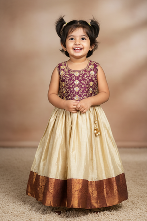 Cream Silk Cotton Frock - Redefined