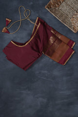 Silk Cotton Saree with Zari Border, Line Pallu and Stitched Blouse SAREE JCS Fashions