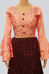 Silk Crop Top Lehenga Set - Elegant 2-Piece Ensemble | Size 40" LEHENGA JCS Fashions