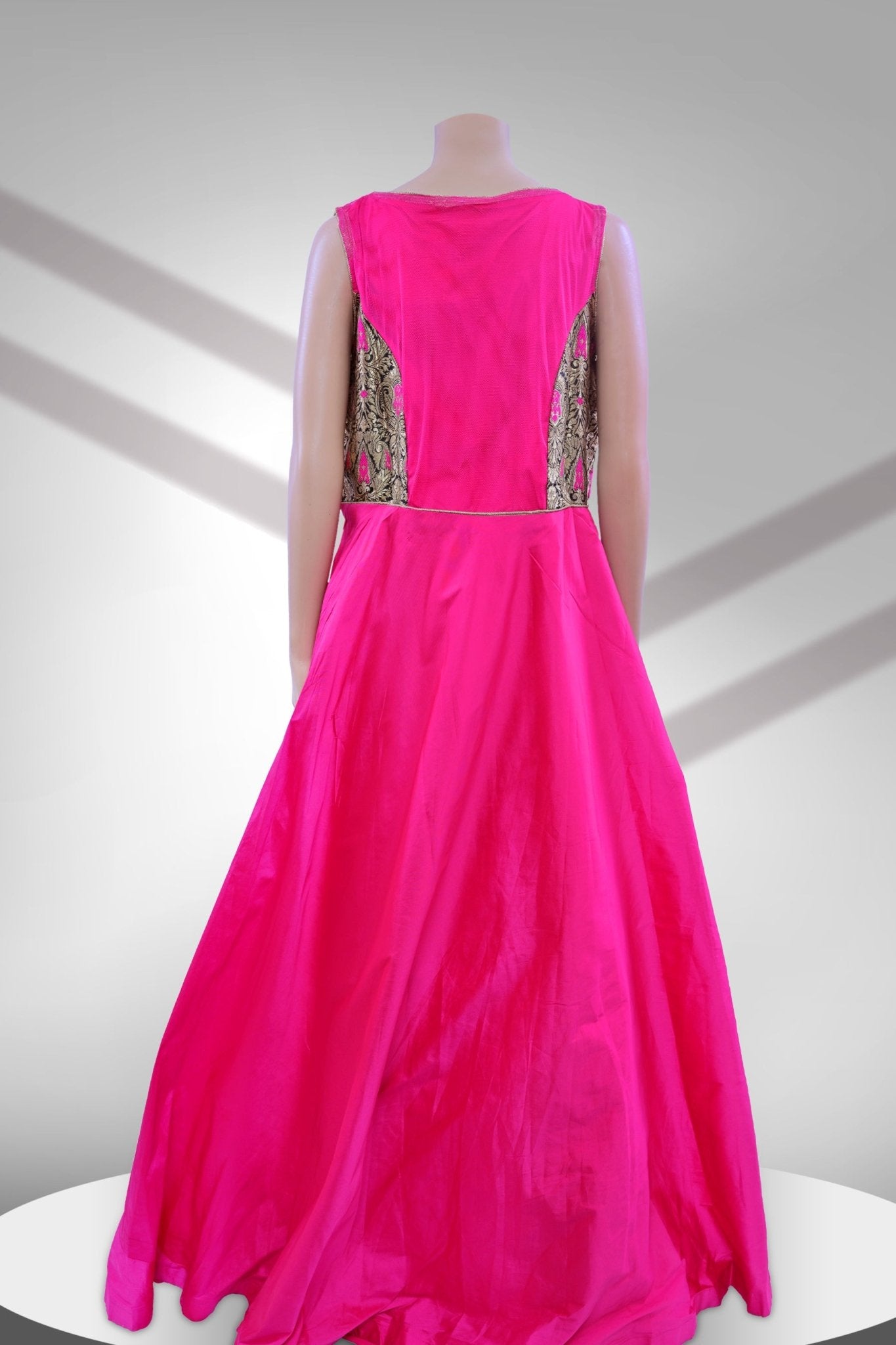 Silk Full Flare Anarkali Long Gown With Banarasi Brocade design KURTI JCS Fashions