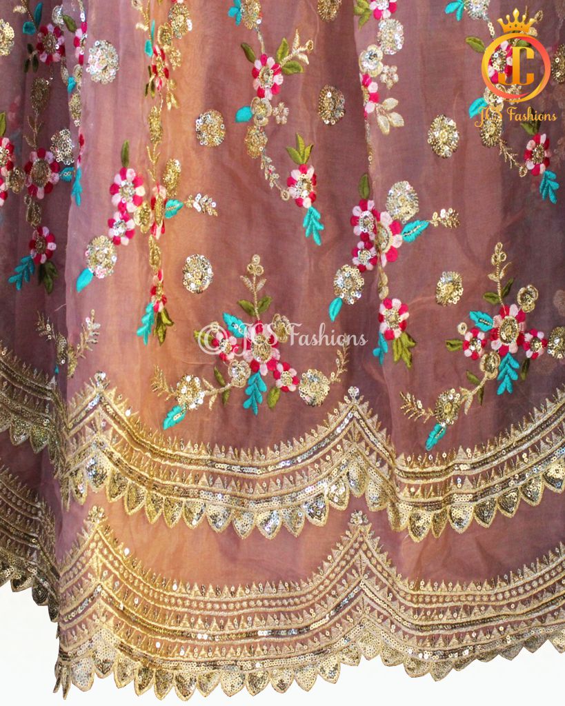 Silk Organza Lehenga Set with Sequin Blouse and Cutwork Dupatta LEHANGA JCS Fashions