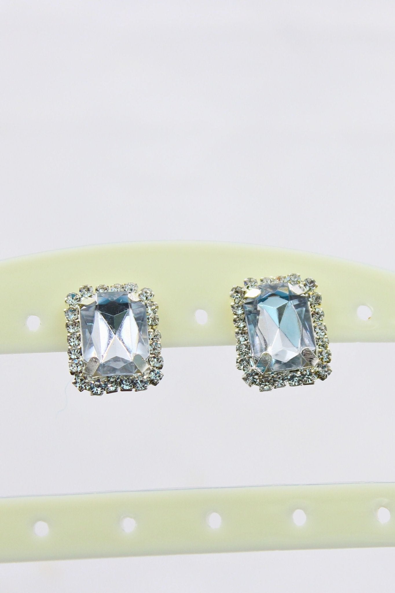 Silver-Plated Oversized Stud Earrings with Cubic Zirconia by JCS Fashions Jewelry JCS Fashions White 0.8 inch
