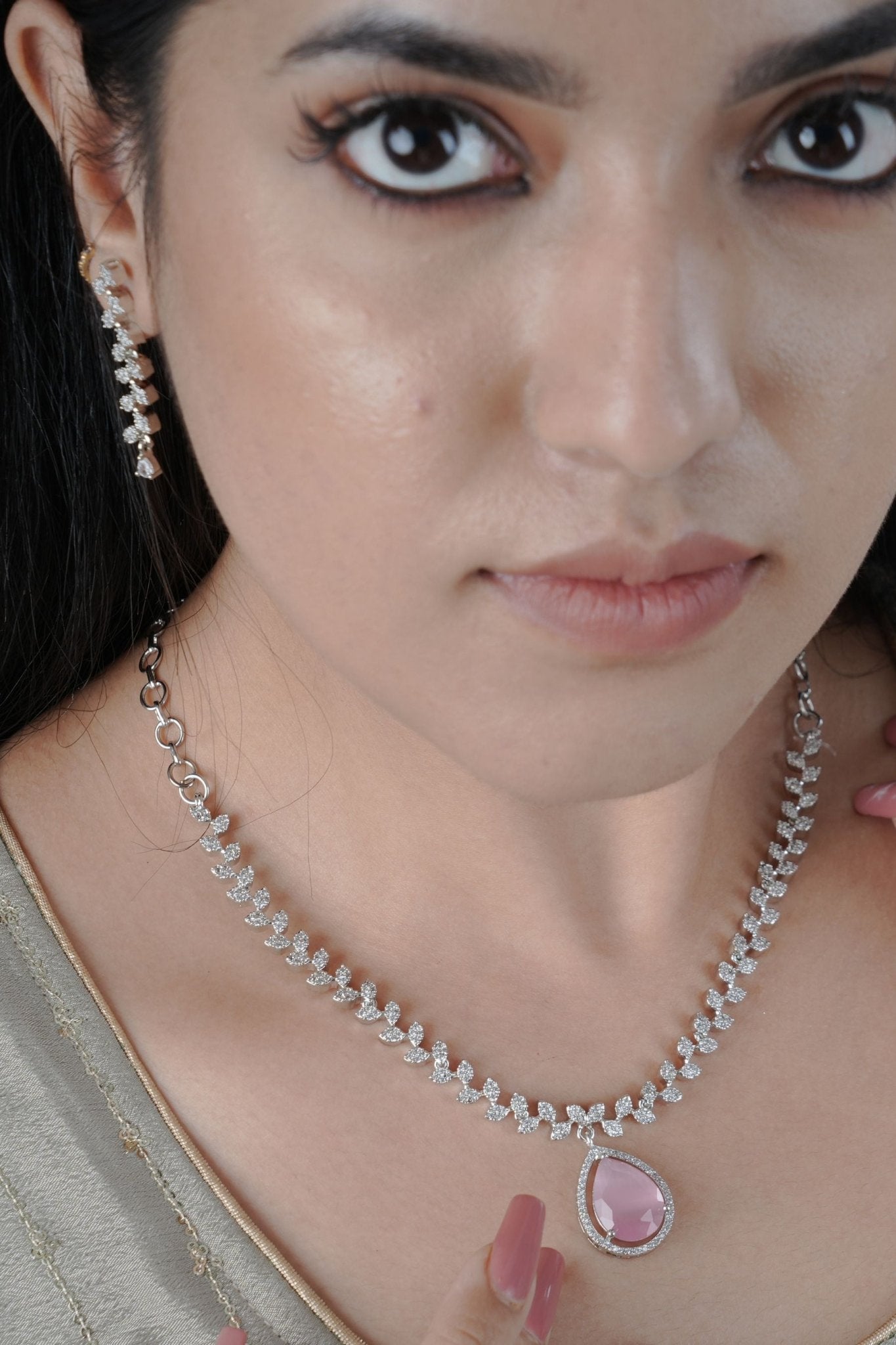 Silver-Polished Jewelry Set with Natural Stone Accents from JCSFashions Jewelry JCS Fashions