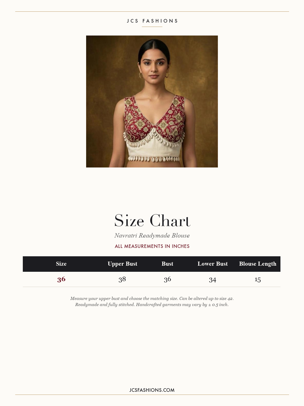 Size Chart — Blouse-833