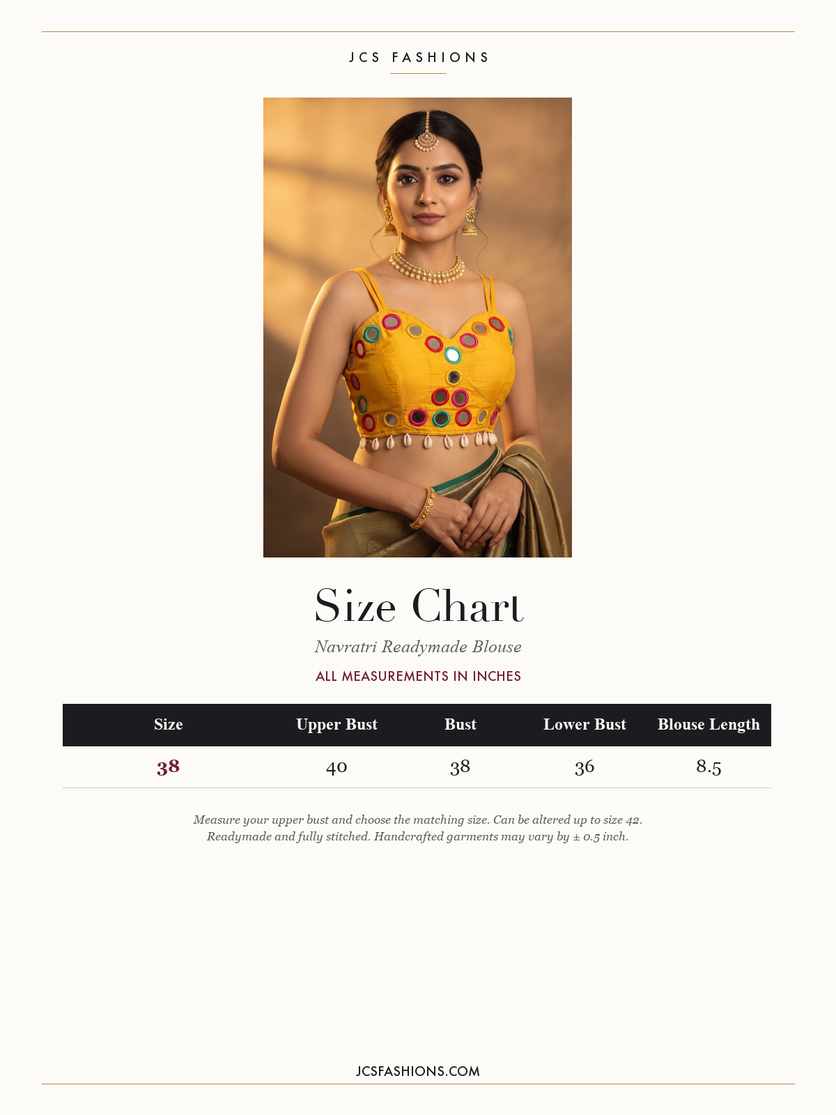 Size Chart — Blouse-835