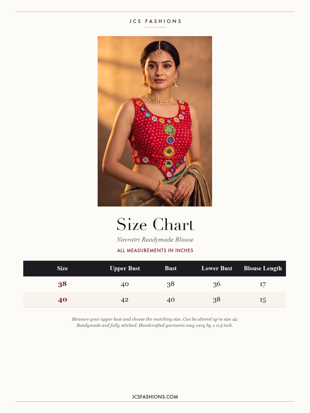 Size Chart — Blouse-837