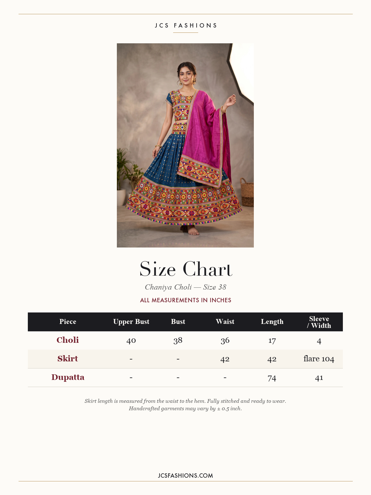 Size Chart — Chaniya-10