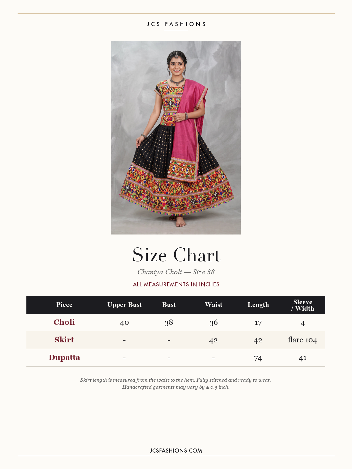 Size Chart — Chaniya-12