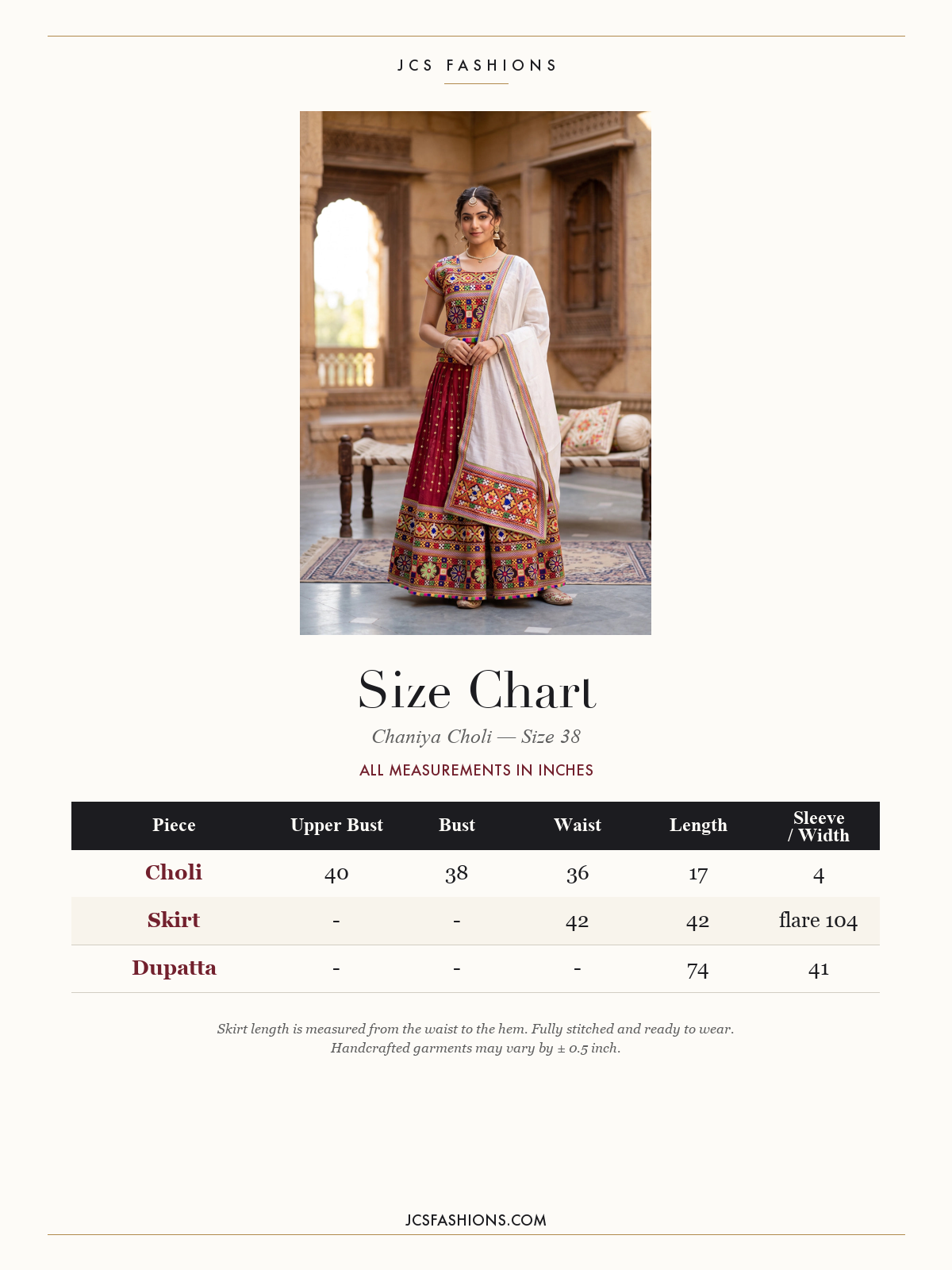 Size Chart — Chaniya-15