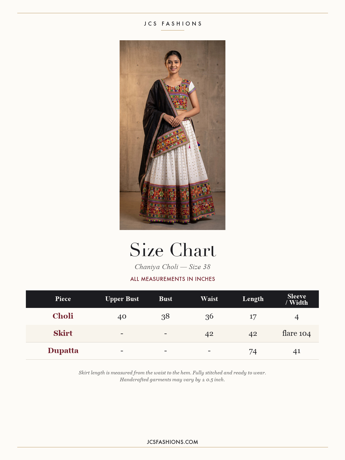 Size Chart — Chaniya-16