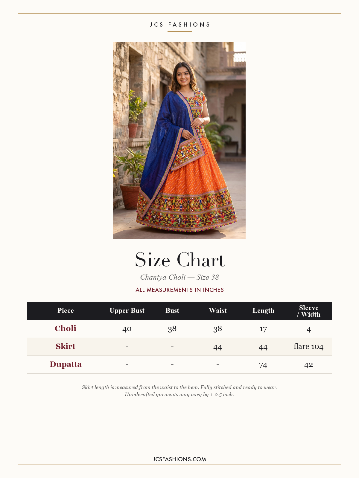 Size Chart — Chaniya-19