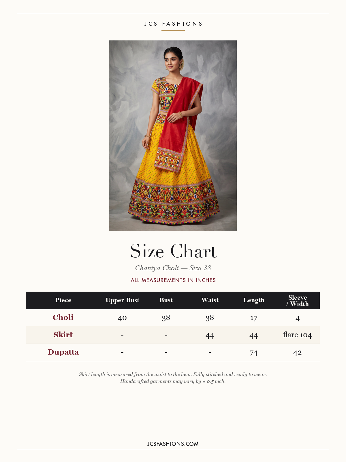Size Chart — Chaniya-21