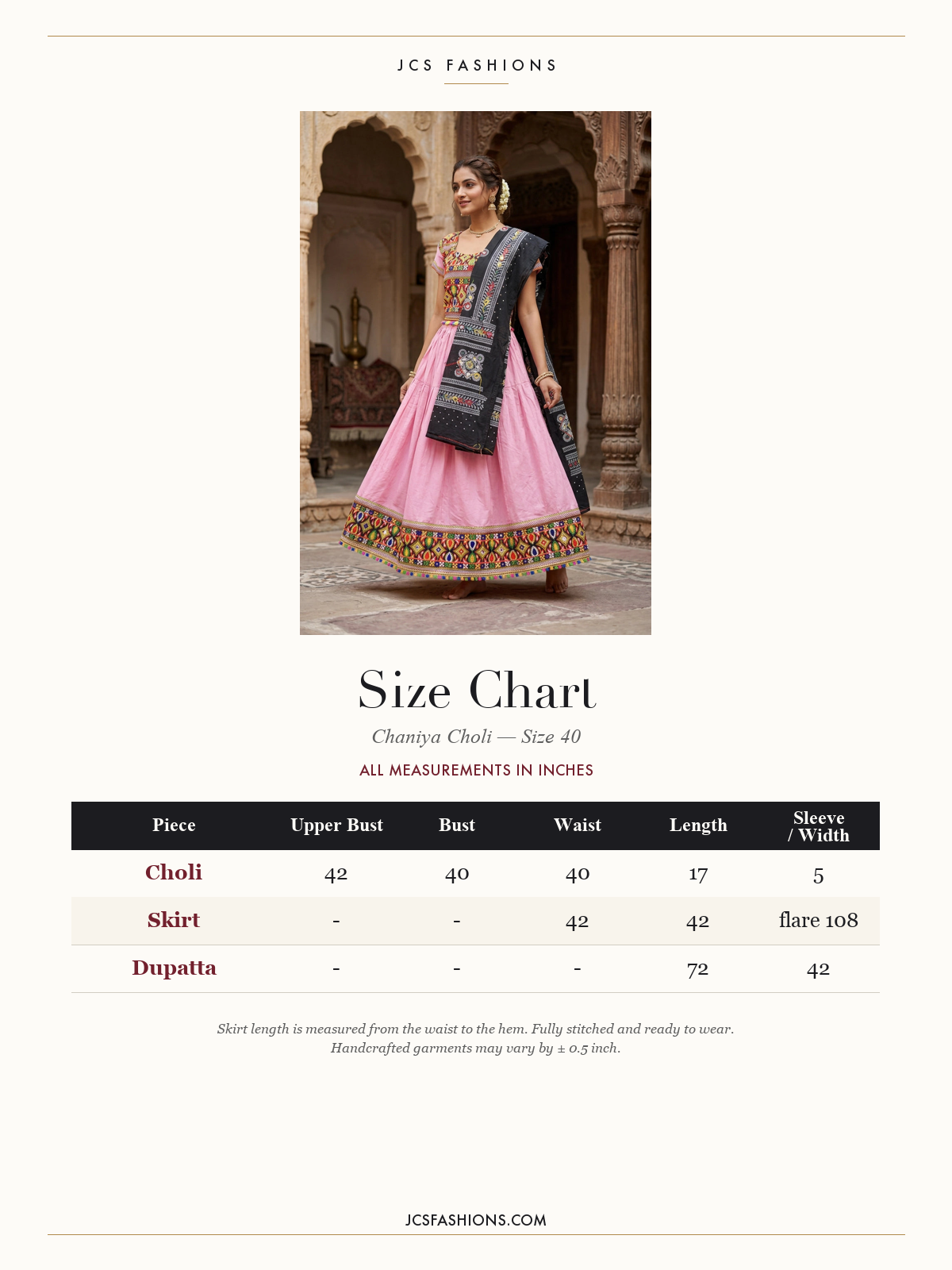 Size Chart — Chaniya-29