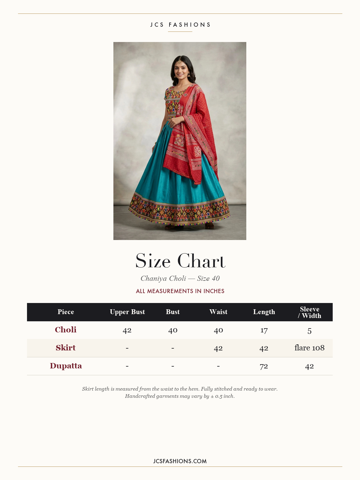 Size Chart — Chaniya-30