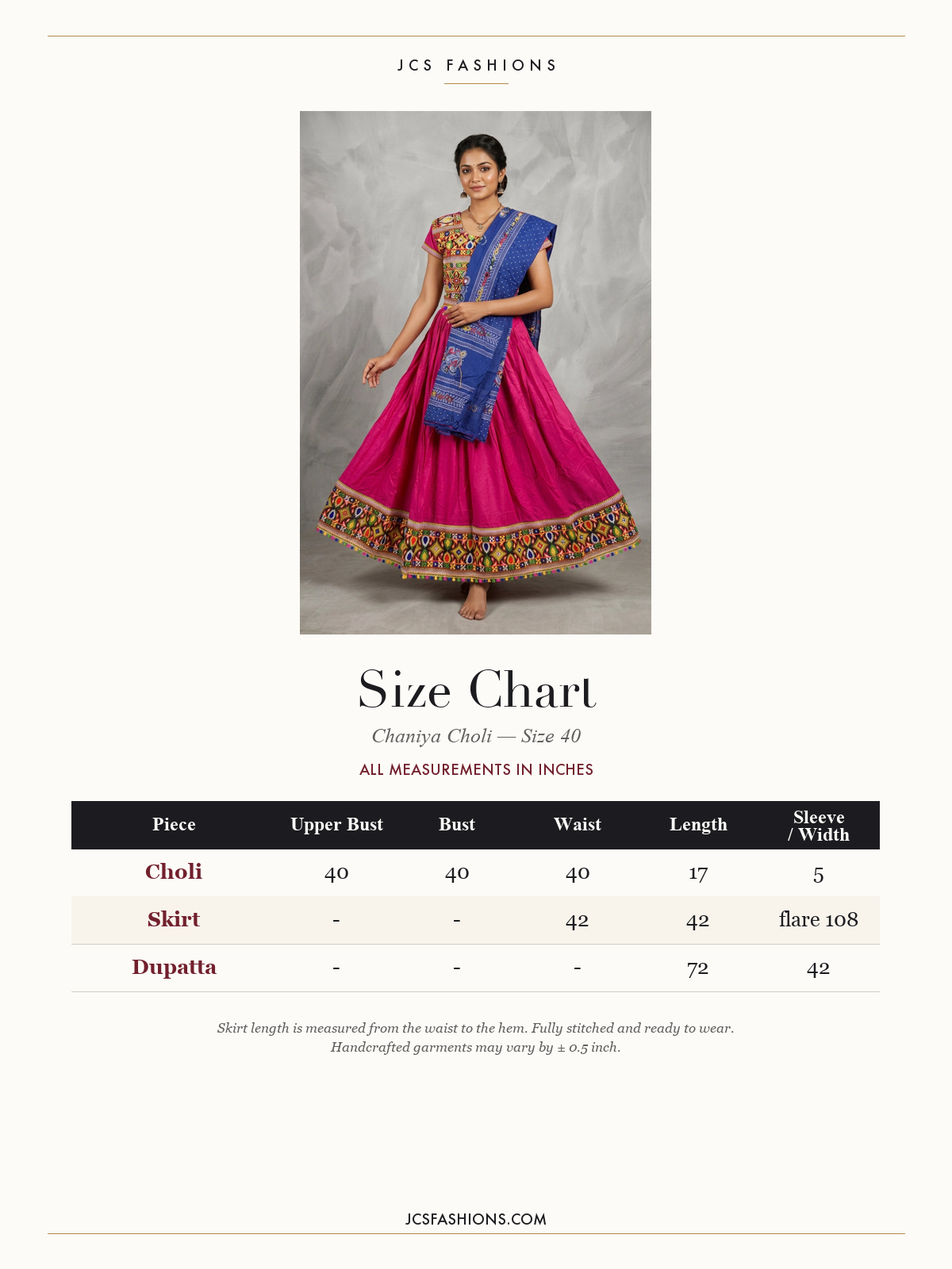 Size Chart — Chaniya-34