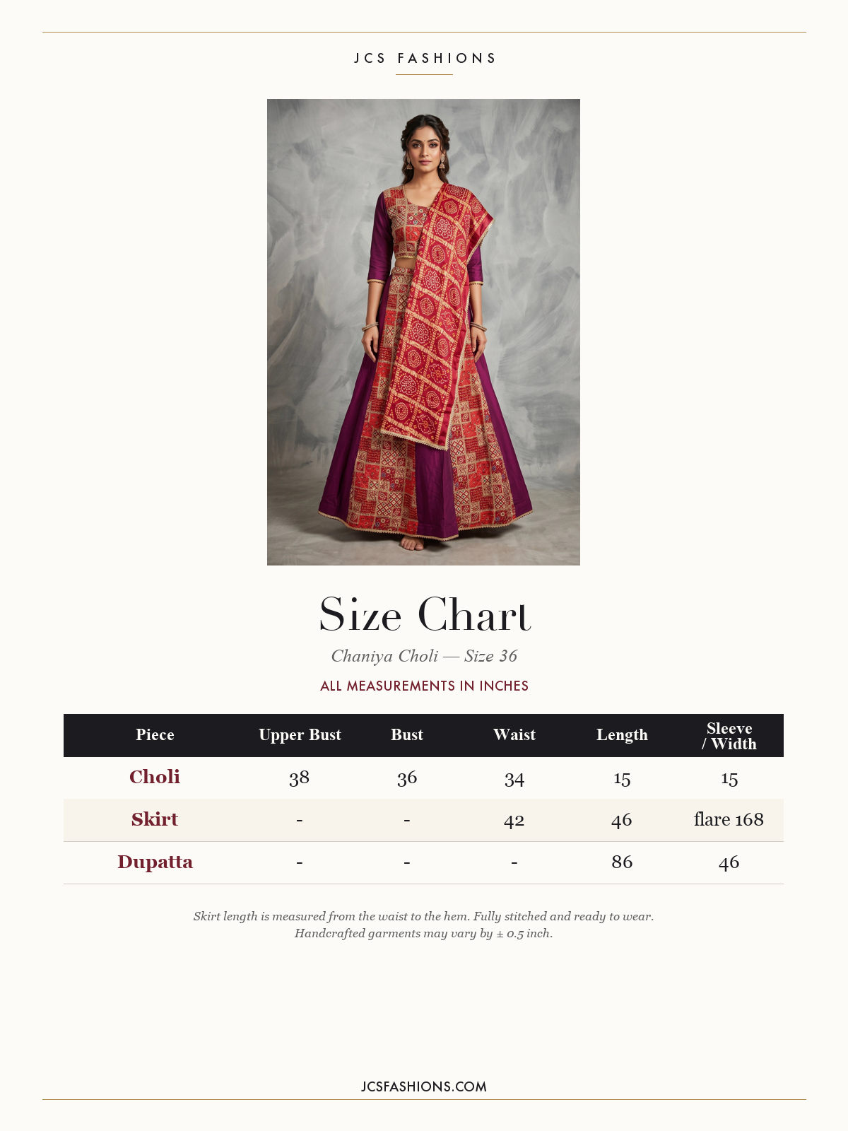 Size Chart — Chaniya-35