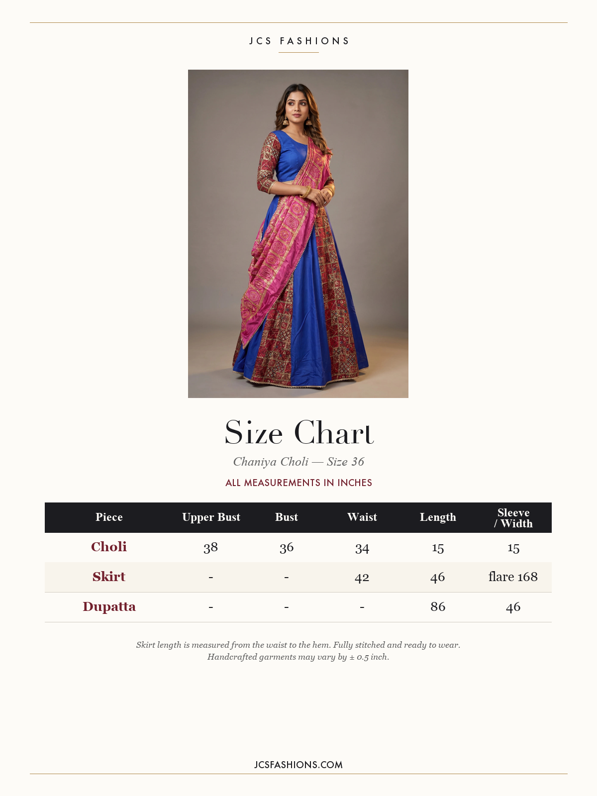 Size Chart — Chaniya-37