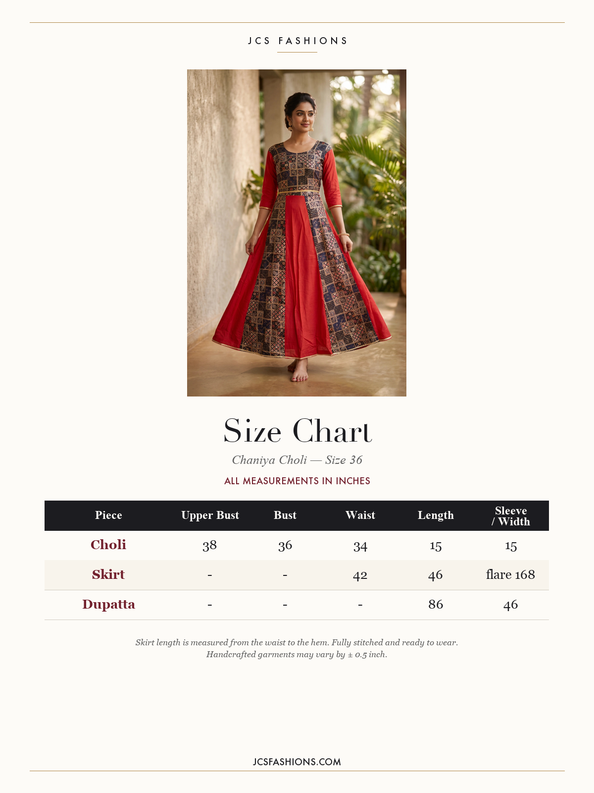 Size Chart — Chaniya-43