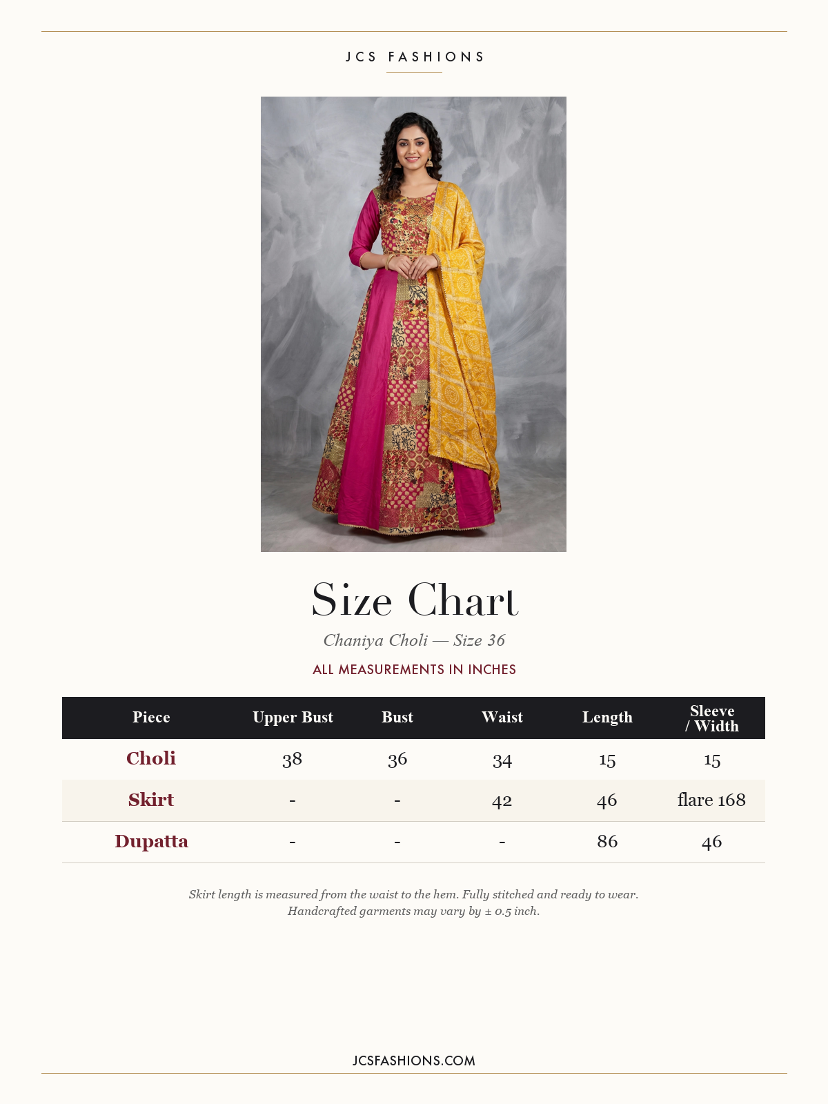 Size Chart — Chaniya-44