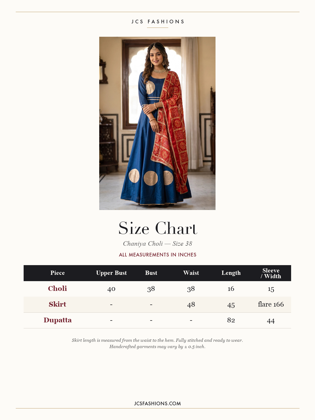 Size Chart — Chaniya-52