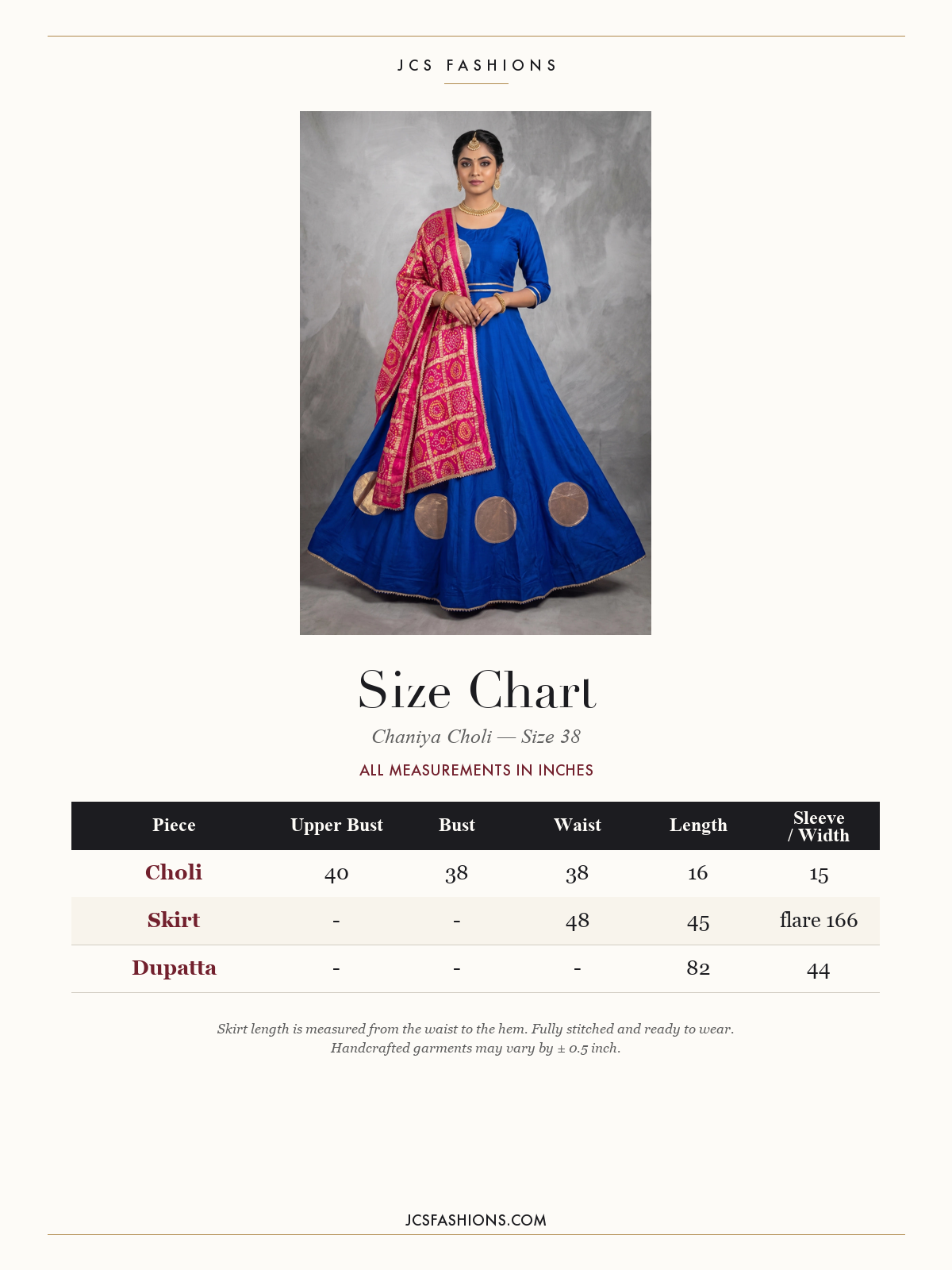 Size Chart — Chaniya-53