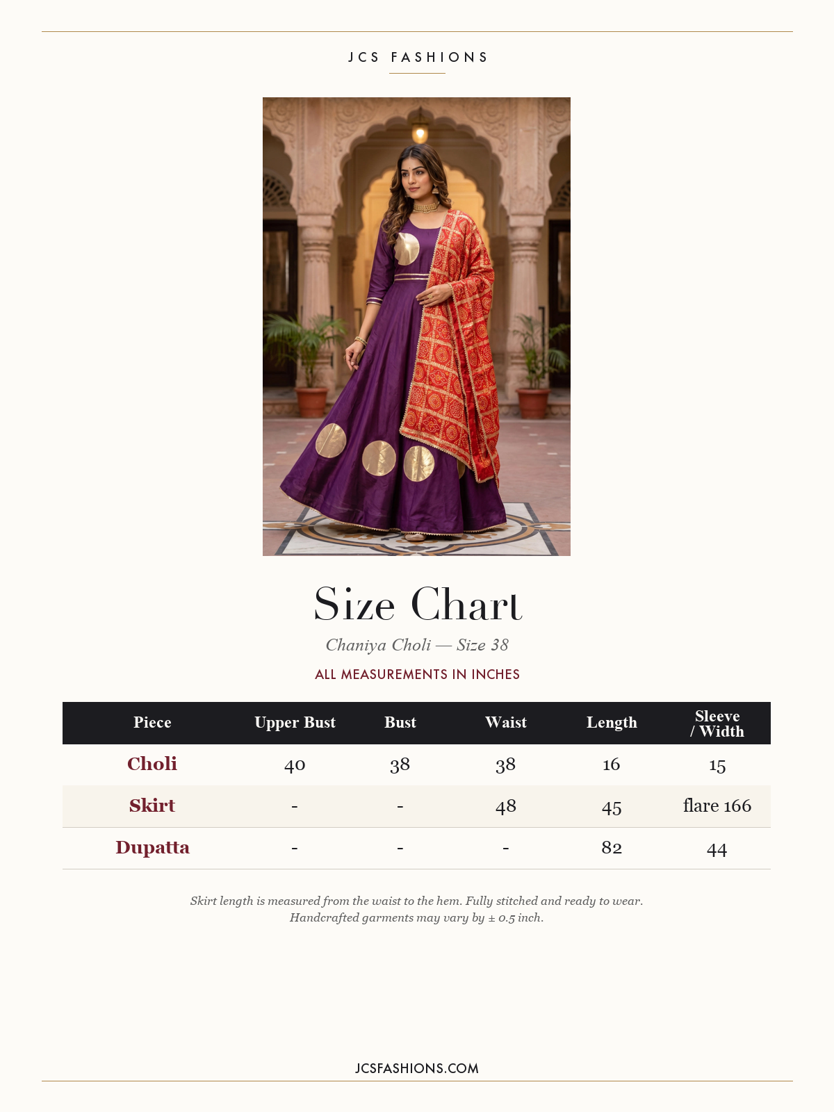 Size Chart — Chaniya-54