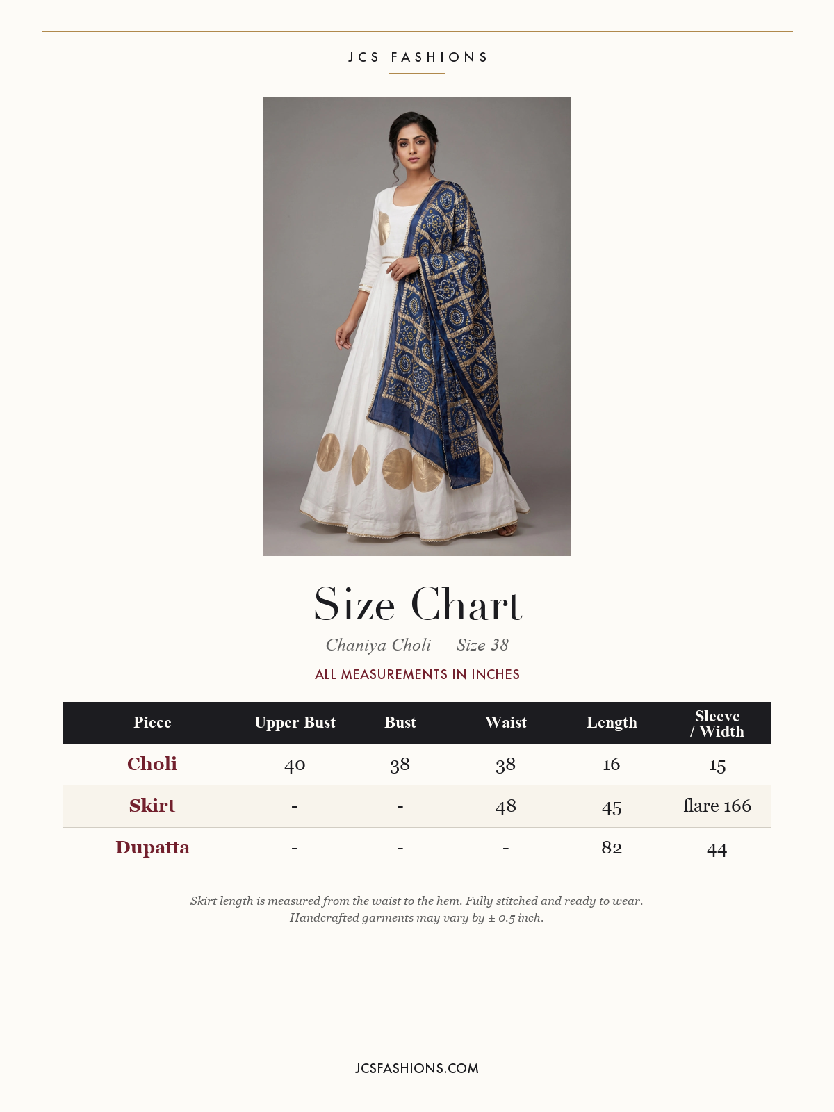 Size Chart — Chaniya-56