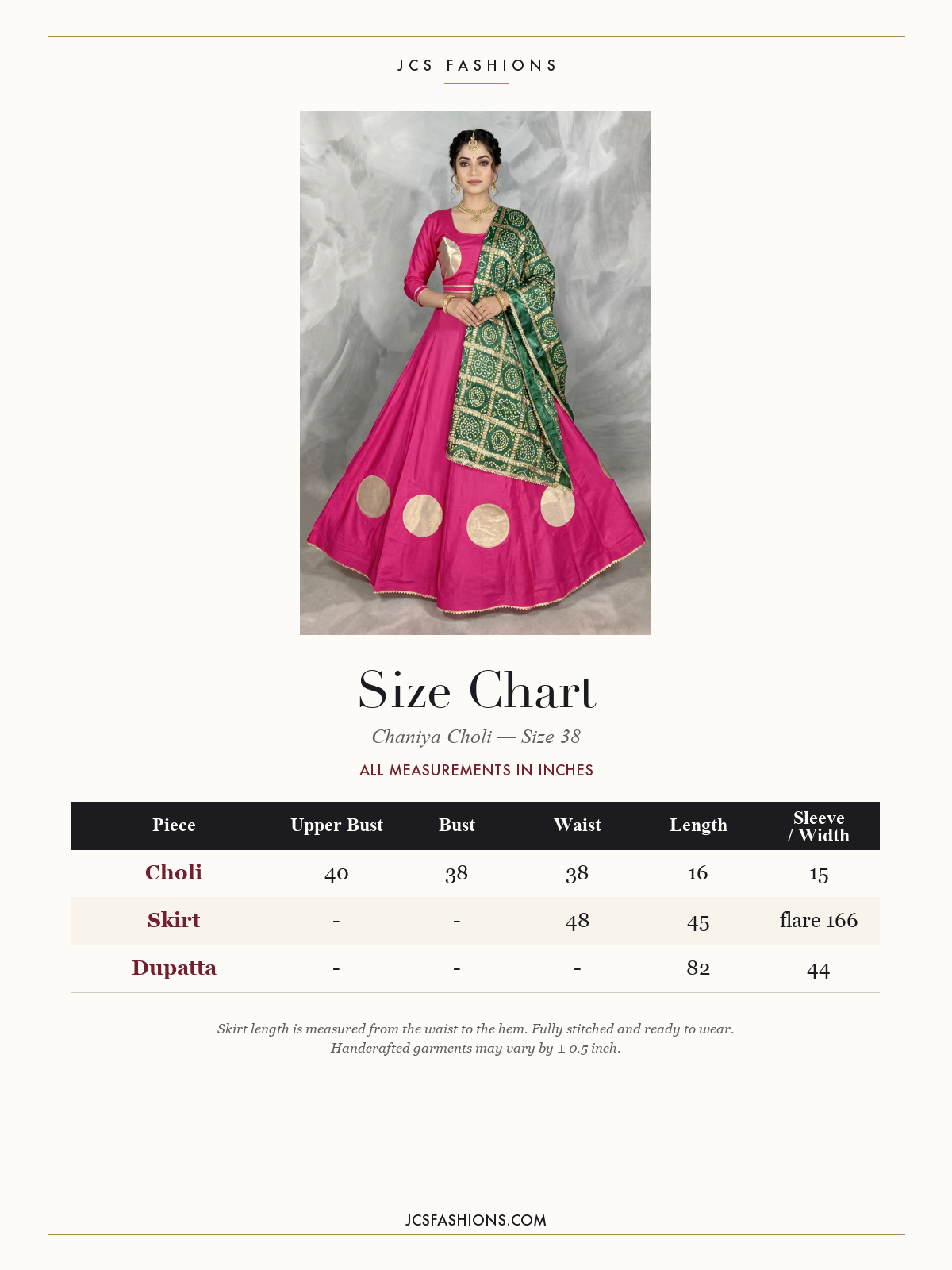 Size Chart — Chaniya-57