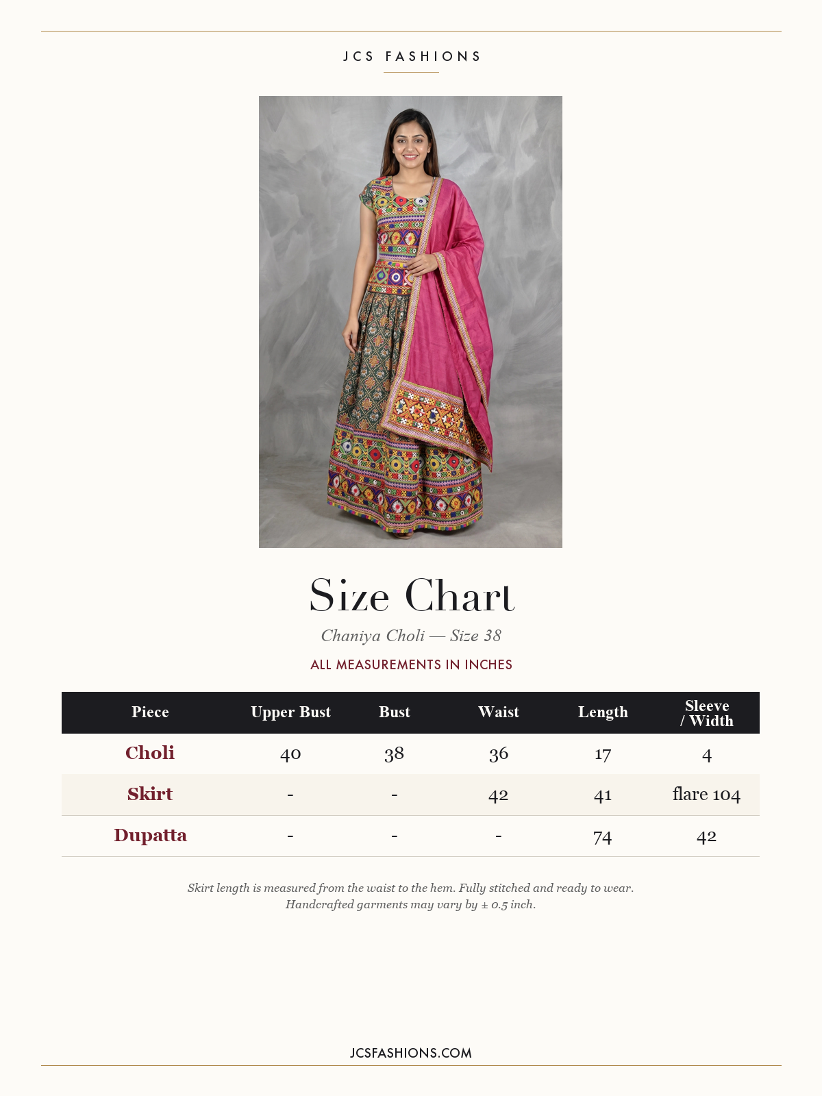 Size Chart — Chaniya-6