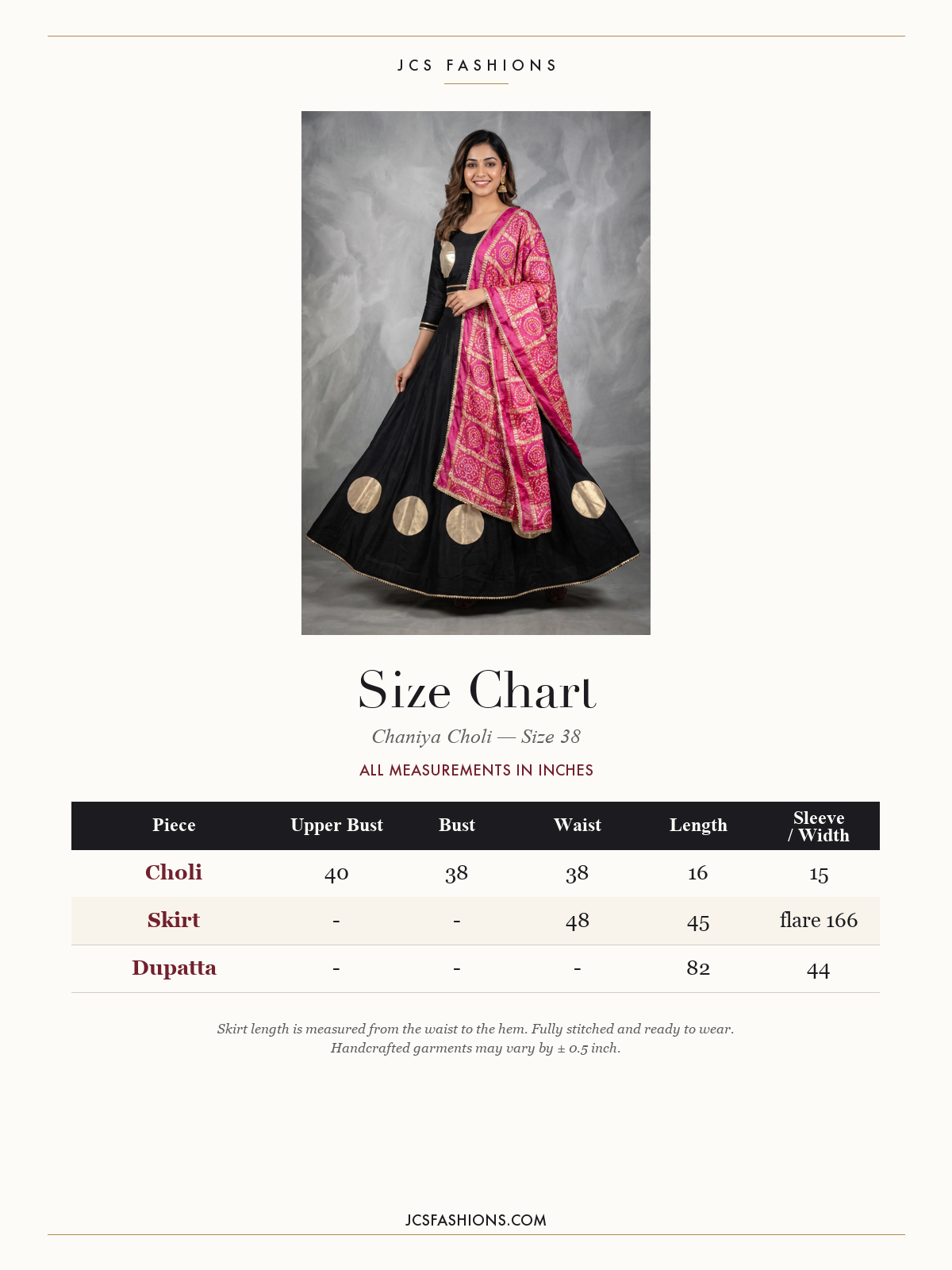 Size Chart — Chaniya-60
