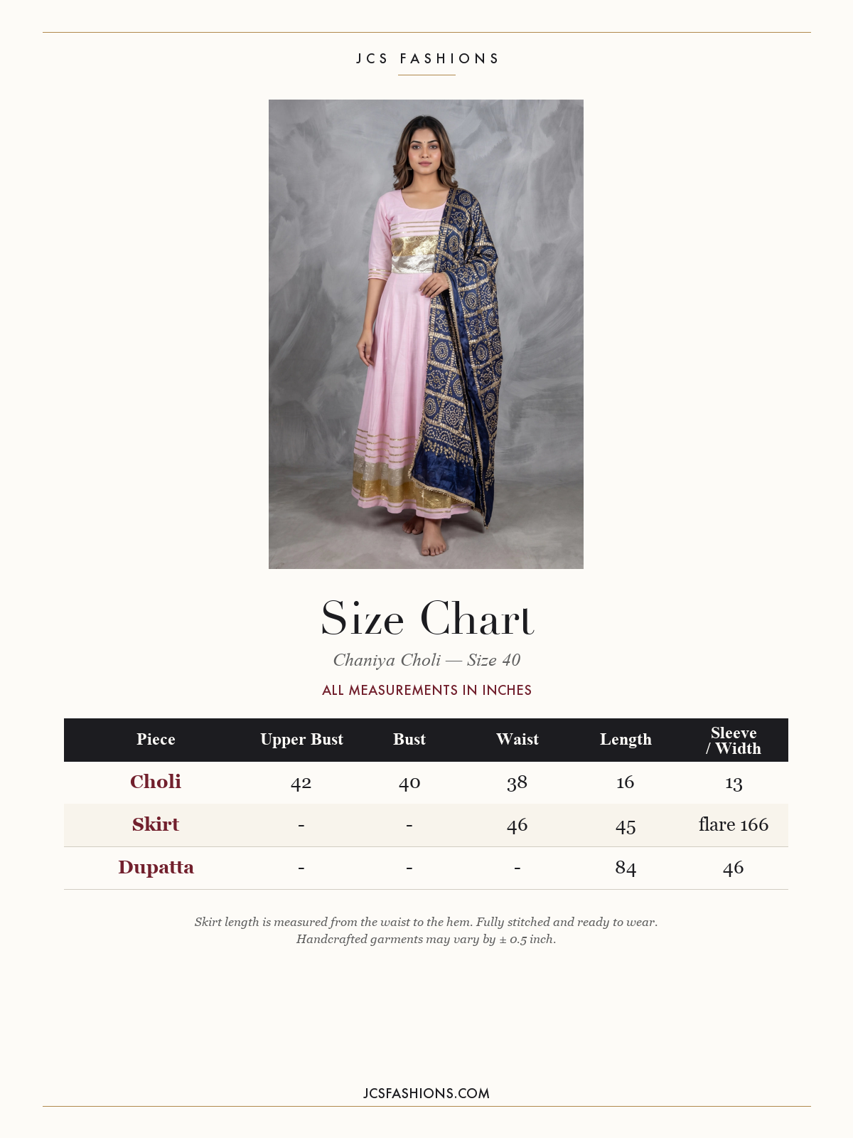 Size Chart — Chaniya-73
