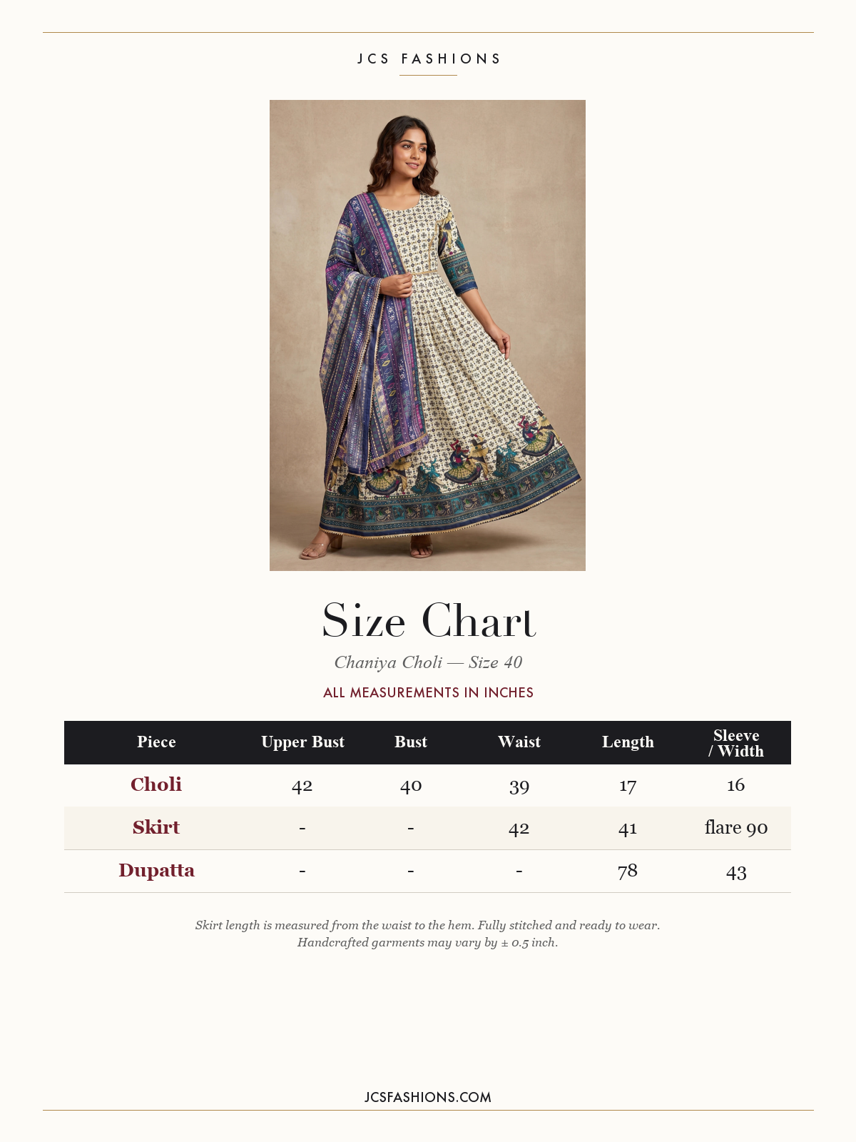 Size Chart — Chaniya-81