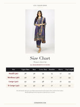Size Chart — Violet Designer Crepe 3-Piece Salwar Suit with Stone & Mirror Work