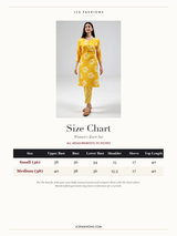 Size Chart — Yellow Cotton 2 Piece Kurta Set with Floral Design